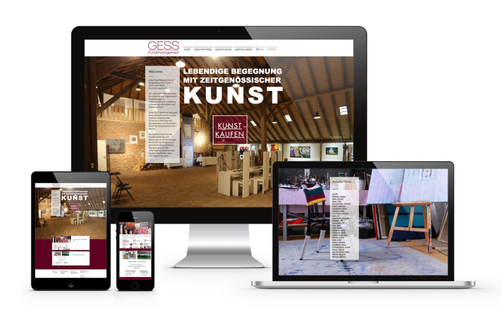 fotografie und webdesign für gess kunstmanagement gestaltet von königs design werbeagentur ratingen