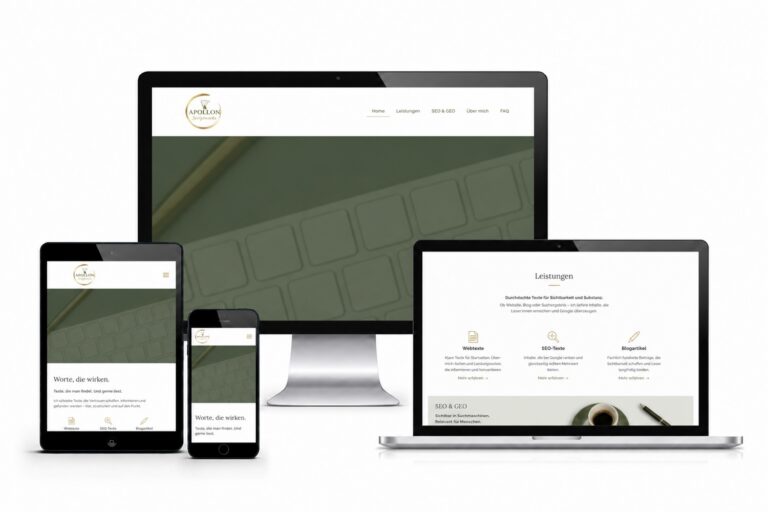 responsive webdesign für apollon scriptworks auf desktop, tablet und smartphone
