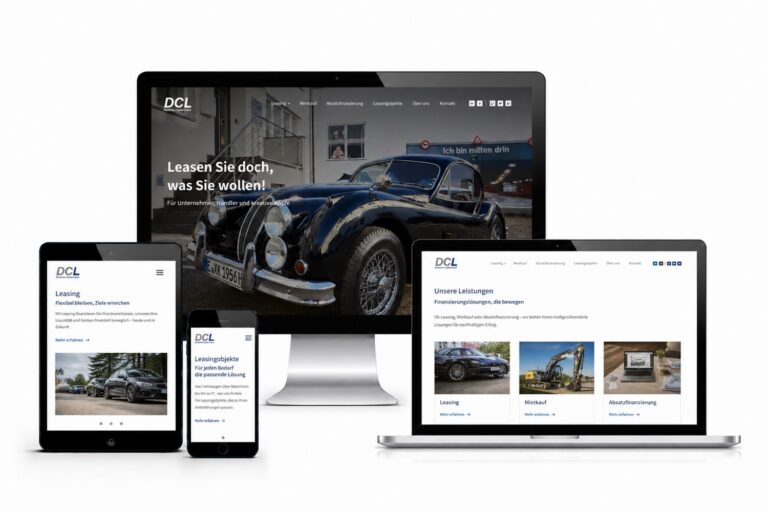 responsive webdesign für dcl deutsche capital lease auf desktop, tablet und smartphone