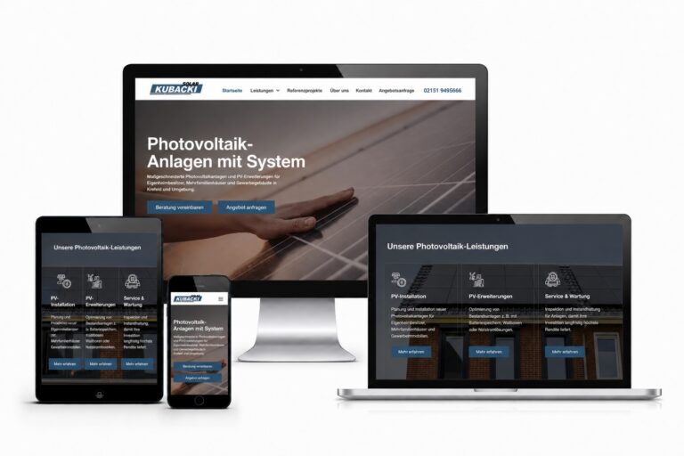 responsive webdesign für kubacki solar auf desktop, tablet und smartphone